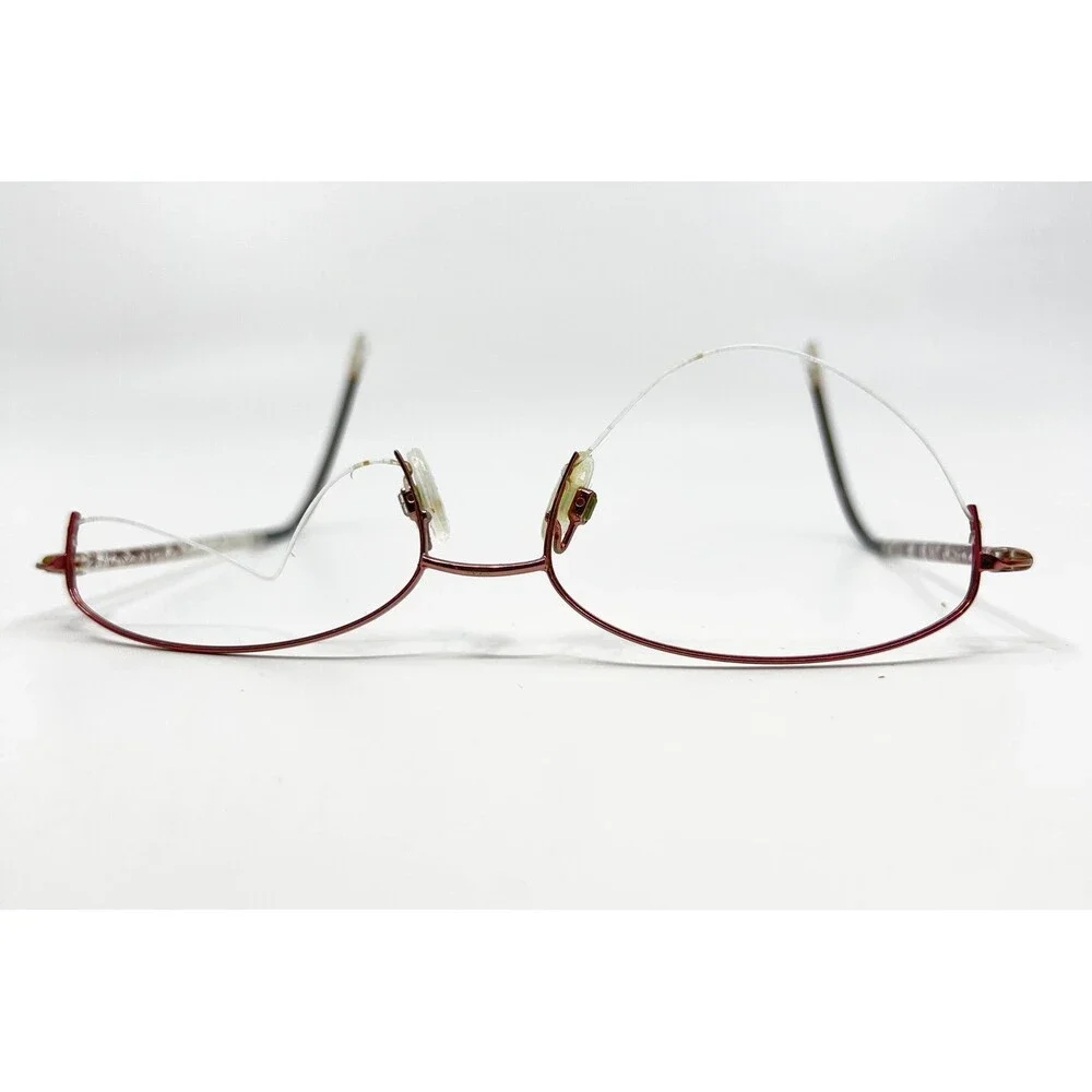 Theta Eyeglasses Frames Women Burgundy Half Rim Metal Oval 17 118 Small